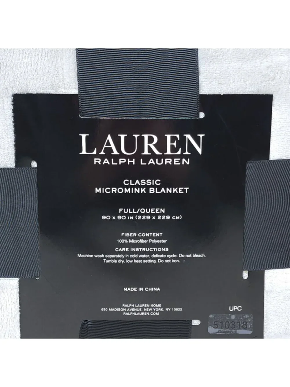 Lauren Ralph Lauren Classic Micromink Blanket Queen 90x90 Luxuriously Soft Gray